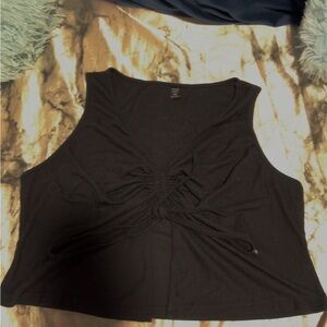 SHEIN Black Sleeveless Ruched Drawstring Tank Top